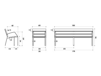 Banc exterieur Modo-08 en composite de bois/plastique recyclé