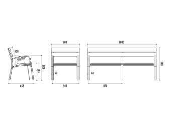 Banc exterieur Modo Ecocity en bois technique