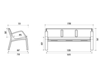 Banc exterieur Alvium en plastique recyclé