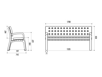 Banc exterieur Modo en plastique recyclé