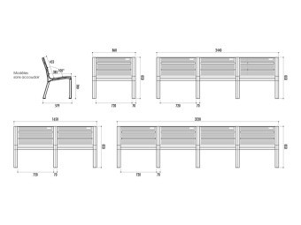 Banc exterieur Modo en plastique Eco sans accoudoirs