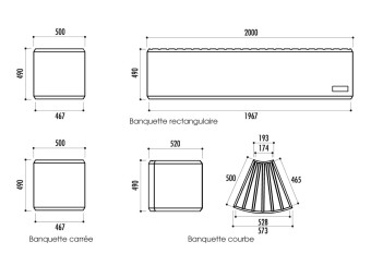 Banquette exterieure Heba longue en plastique recyclé
