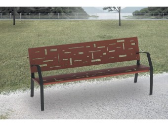 Banc exterieur Abstract en acier peint Corten