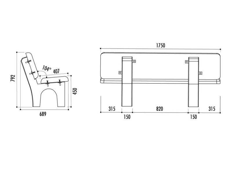 Banc exterieur Borée en béton armé Banc exterieur Borée en béton armé