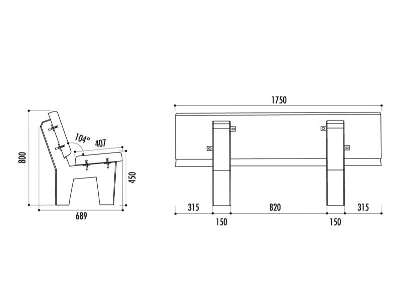 Banc exterieur Arès en béton armé Banc exterieur Arès en béton armé