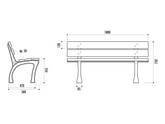 Banc exterieur Glasgow en plastique recyclé