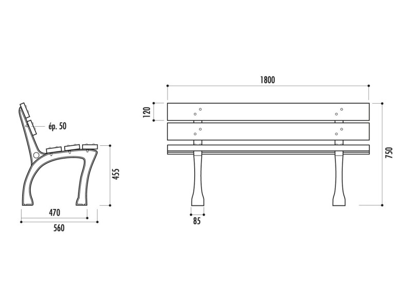 Banc exterieur Glasgow en plastique recyclé Banc exterieur Glasgow en plastique recyclé