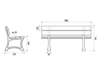 Banc exterieur Edimbourg en plastique recyclé