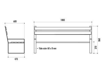 Banc exterieur Dallas  en pin traité autoclave