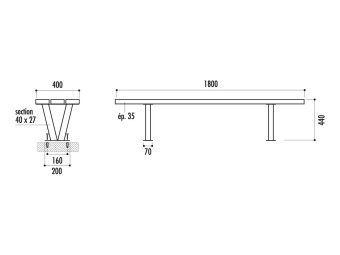BANQUETTE BRUGES 180 CM 3 LAMES DROITES EN PIN