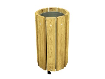 Corbeille de ville Trèves ronde - lames pin traité autoclave