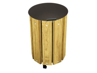 Corbeille de ville Trèves ronde - lames pin traité autoclave