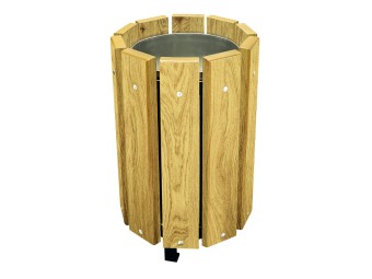 Corbeille de ville Trèves ronde - lames pin traité autoclave