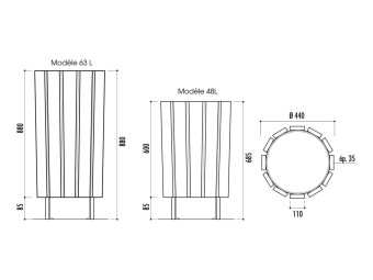 Corbeille de ville Trèves ronde - lames pin traité autoclave