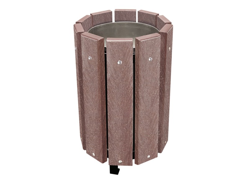 Corbeille de ville Alloa ronde - lames plastique recyclé Corbeille de ville Alloa ronde - lames plastique recyclé