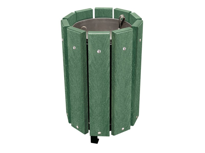 Corbeille de ville Alloa ronde - lames plastique recyclé Corbeille de ville Alloa ronde - lames plastique recyclé