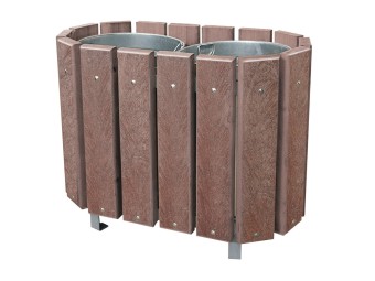 Corbeille de ville Alloa double flux-lames plastique recyclé