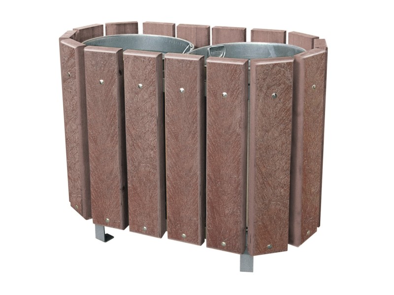 Corbeille de ville Alloa double flux-lames plastique recyclé Corbeille de ville Alloa double flux-lames plastique recyclé