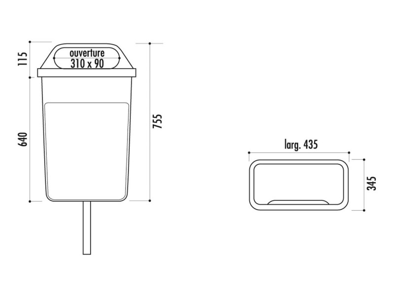 Corbeille de ville 50L plastique Corbeille de ville 50L plastique