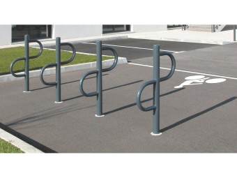 Support vélo en forme de S sur poteau tête bombée