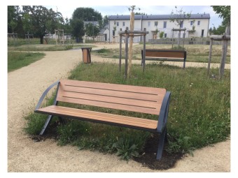 Banc public Bergerac stratifié compact avec accoudoir