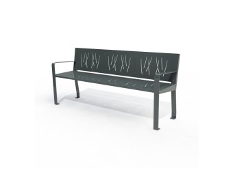 Banc public Square métal peint avec accoudoir