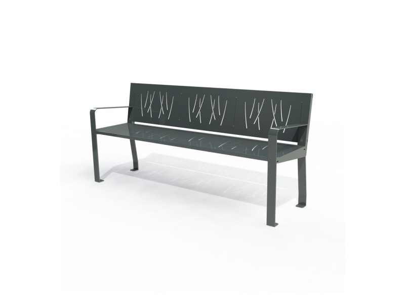 Banc public Square métal peint avec accoudoir Banc public Square métal peint avec accoudoir