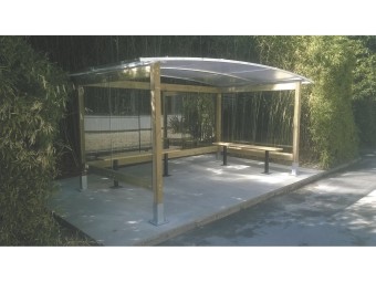 Abri bus Vittoria bois et polycarbonate