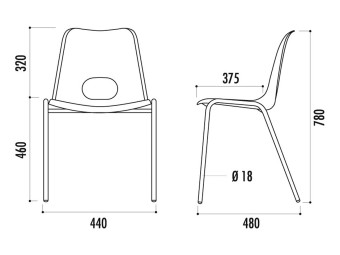 Chaise coque plastique Bologne - M2