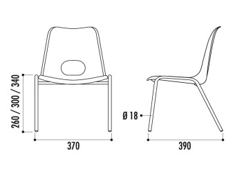 Chaise coque plastique enfant Bologne M2 - Hauteur de 26 cm à 34 cm