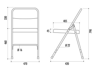 Chaise pliante en acier Gênes