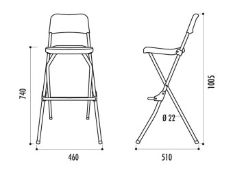 Tabouret pliant polyéthylène Segovilla - hauteur assise 74 cm