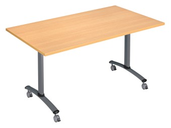 Table sur roulettes avec plateau rabattable