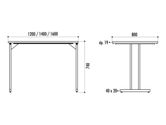 Table rectangulaire pliante et empilable Massa