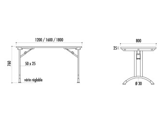 Table rectangulaire pliante Alsace - stratifié ou mélaminé