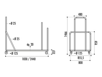 Chariot pour tables pliante et empilable n°4