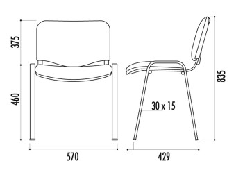Chaise Iso dossier résille et assise tissu