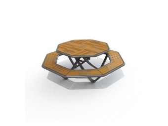 Table pique nique octogonale Horizon stratifié compact