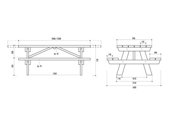 Table pique-nique Berlin rallongée 230 cm - PMR