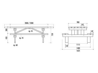 Table pique-nique Hanovre rallongée 230 cm - PMR