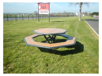 Table pique nique octogonale Horizon stratifié compact