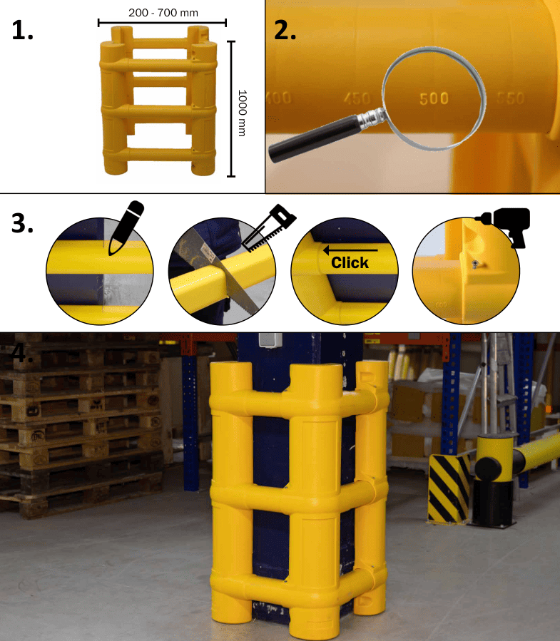 Montage de la protection de colonne modulaire