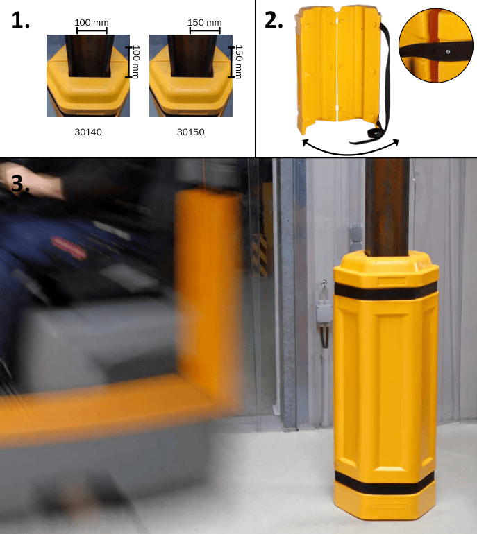 Installation de la Protection pilier octogonal polyéthylène