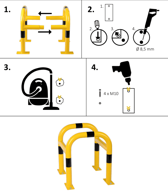 Installation Arceau protection colonne acier Ø60 certifié TÜV 2 versions