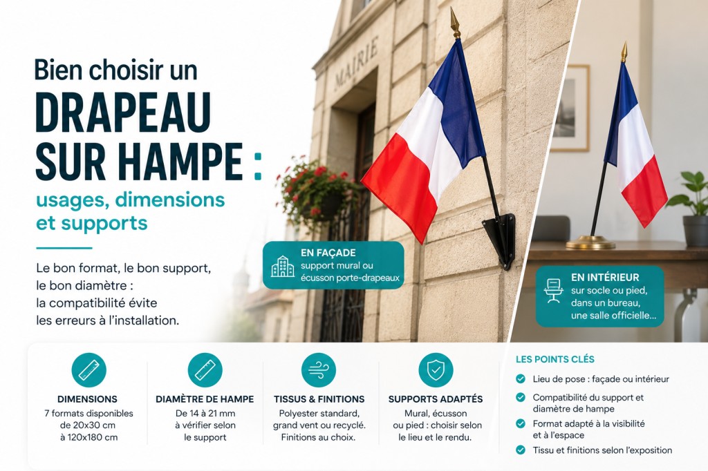 Bien choisir un drapeau sur hampe : usages, dimensions et supports